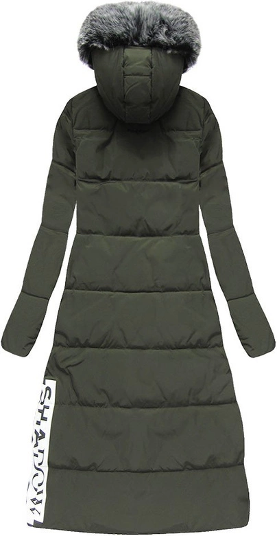 PŁASZCZ DAMSKI ZIMOWY Z PUCHEM NATURALNYM KHAKI (7078)