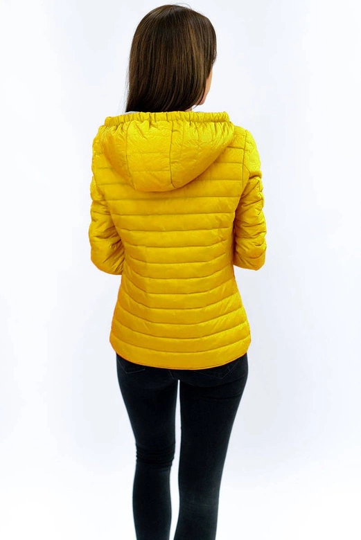 Pikowana kurtka z kapturem żółta (s-115)