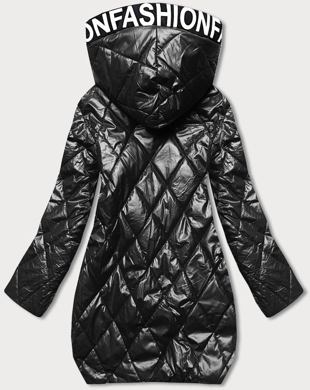 Pikowana kurtka z kapturem czarna (B8082-1)