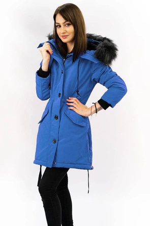 WODOODPORNA KURTKA DAMSKA Z WYSOKĄ STÓJKĄ NIEBIESKA (M-953)