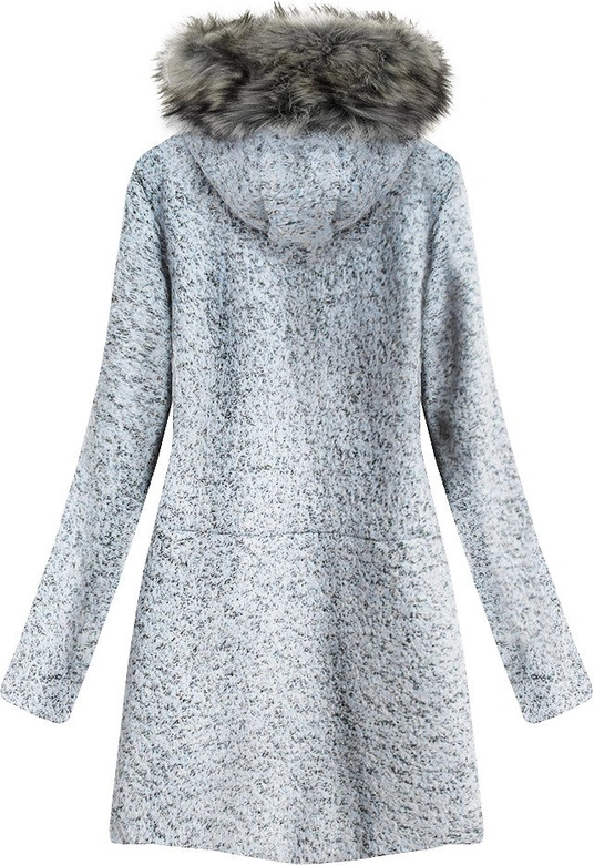 KRÓTKI PŁASZCZ Z KAPTUREM JASNOSZARY (516ART)