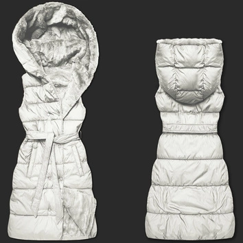 Gruba dwustronna kamizelka puchowo-futrzana Minority ecru (P3-6035-12)