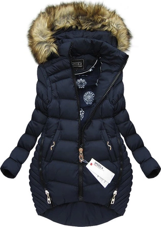 ASYMETRYCZNA KURTKA/BEZRĘKAWNIK Z KAPTUREM GRANATOWA (W816)