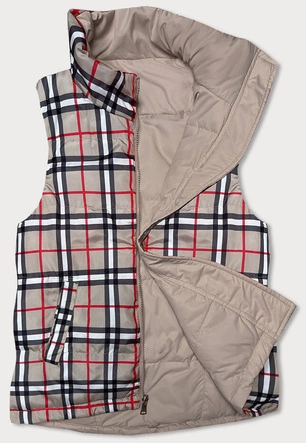 Dwustronna kamizelka damska ciemny beż (2383)