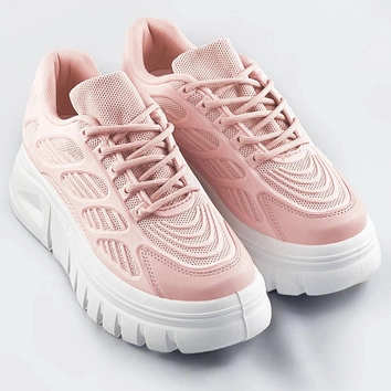 Sportowe buty damskie na platformie różowe (s222)