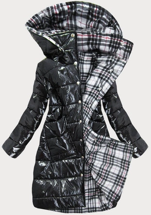 BŁYSZCZĄCA KURTKA ZIMOWA DAMSKA CZARNA (637ART)