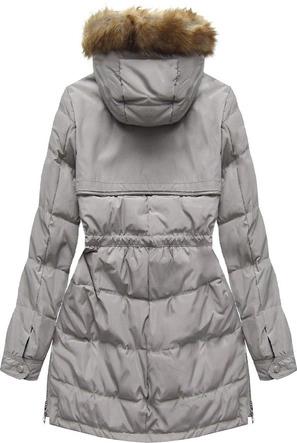 PIKOWANA KURTKA Z PUCHEM NATURALNYM SZARA (8081)