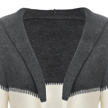 TRZYKOLOROWY KARDIGAN Z KAPTUREM CIEMNOSZARY (119ART)