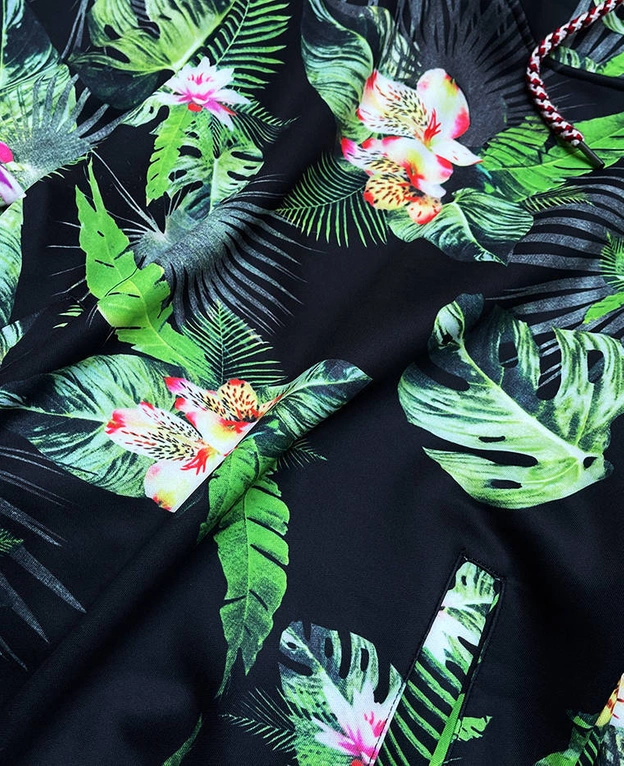 Damski komplet dresowy kwiaty czarny 2 (amg887)