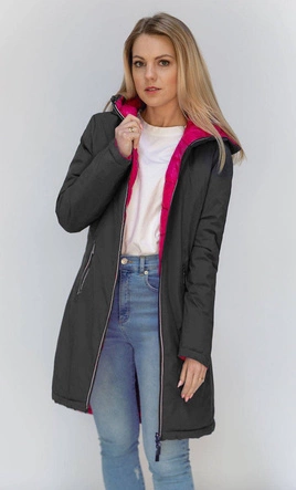 Dwustronna kurtka przejściowa grafitowo-amarantowa (7700)