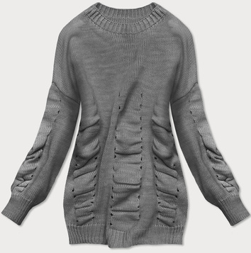 SWETER Z MARSZCZENIAMI CIEMNOSZARY (182ART)