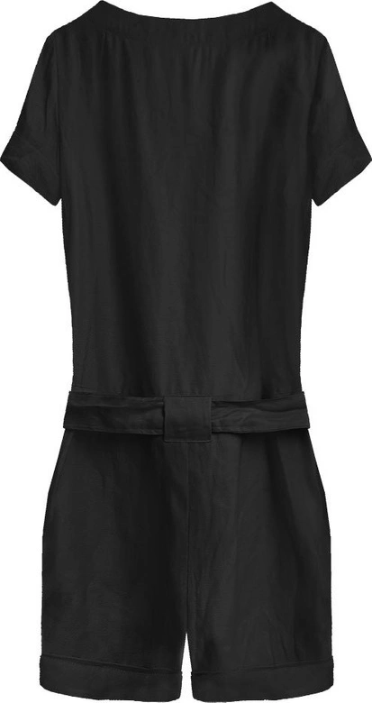 KRÓTKI KOMBINEZON Z LNU I BAWEŁNY CZARNY (327ART)