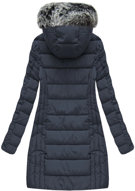 DŁUGA KURTKA Z KAPTUREM GRANATOWA (B1056-30)