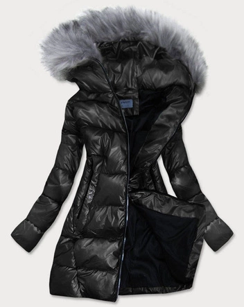 TRAPEZOWA ZIMOWA KURTKA DAMSKA CZARNA (B9559-1)