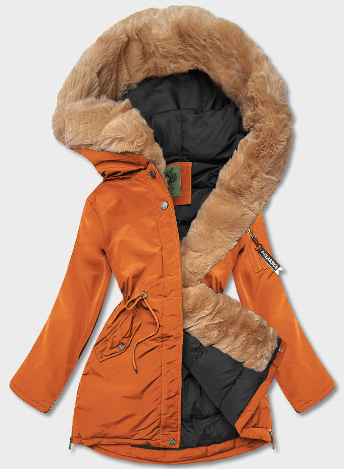 Damska parka zimowa pomarańczowa (CAN-588BIG)