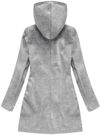 PŁASZCZ Z DOMIESZKĄ WEŁNY I KAPTUREM JASNOSZARY (6766)