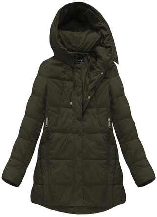 KURTKA DAMSKA ZIMOWA Z PUCHEM NATURALNYM KHAKI (8061)