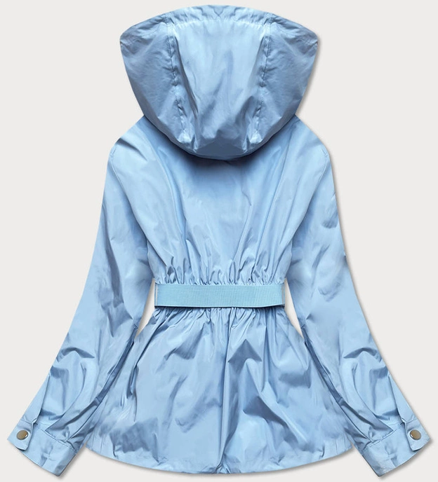 Krótka kurtka damska z paskiem błękitna (ag3-03)