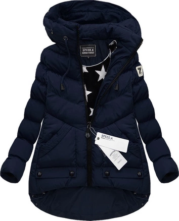 KRÓTKA KURTKA Z KAPTUREM GRANATOWA (W805)