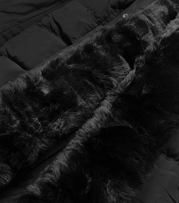 Długa ciepła kurtka damska czarna (W643)