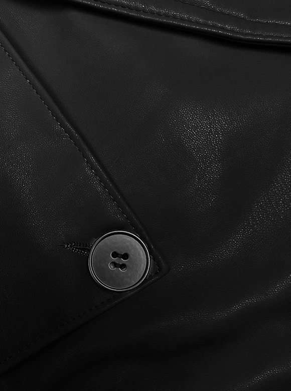 Krótki trencz ze skóry ekologicznej J Style czarny (11Z8102)