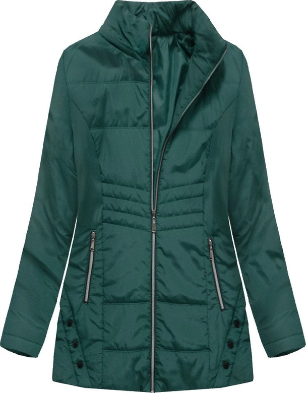 DŁUŻSZA PIKOWANA KURTKA BUTELKOWA ZIELEŃ (B2626)