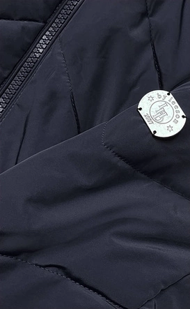 Zimowa kurtka damska z kapturem granatowa (m-21308)