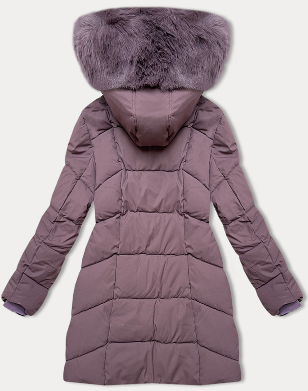 Kurtka zimowa damska plus size do połowy uda S'west fioletowa (B8306-71)