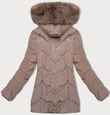 Kurtka zimowa damska plus size z kapturem S'west kakao (B8300-48)