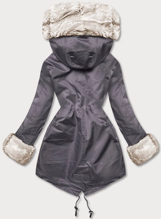 Parka z futrzaną podpinką grafitowa (5M763-105)