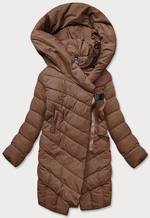 ASYMETRYCZNA KURTKA DAMSKA OVERSIZE KARMELOWA (1535)