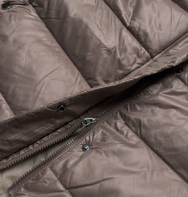 Pikowana długa kurtka damska cappuccino (H-201)