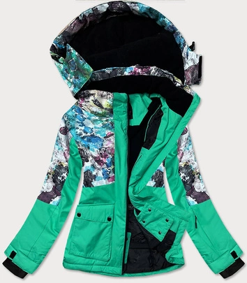 DAMSKA KURTKA ZIMOWA Z PASEM ŚNIEŻNYM ZIELONA (B2390)