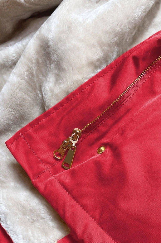 DAMSKA PARKA ZIMOWA NA FUTERKU CZERWONA (B508)