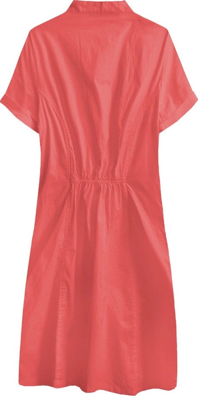 BAWEŁNIANA SUKIENKA KOSZULOWA KORALOWA (1052)