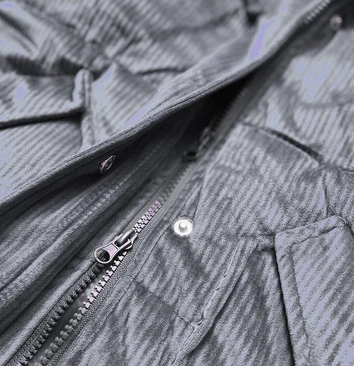 Sztruksowa zimowa kurtka damska z kapturem szara (7764)