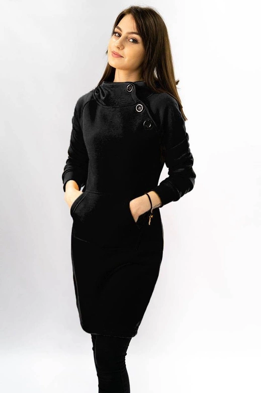 Tunika dresowa z kapturem czarna (xamg696ax )