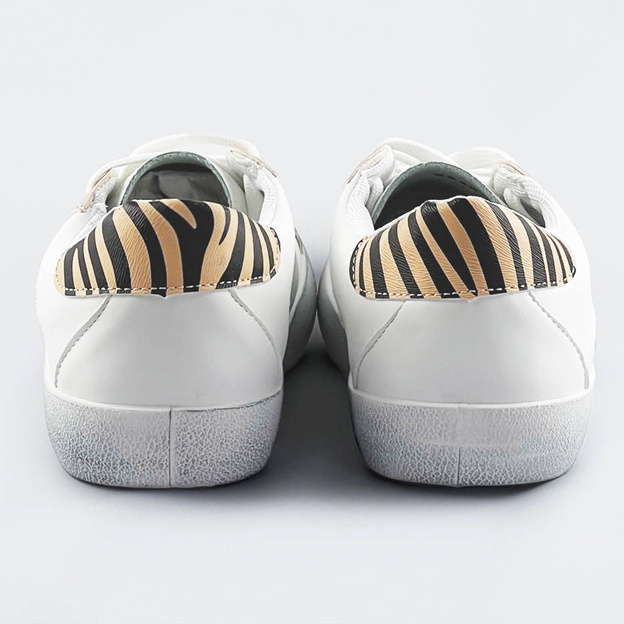 DAMSKIE TRAMPKI Z MOTYWEM ZWIERZĘCYM ECRU-BEŻ ZEBRA (6343)