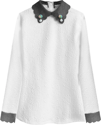 BLUZKA W TŁOCZONY WZÓR BIAŁA (424ART)