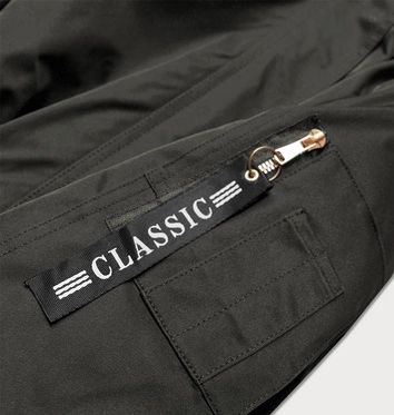 PARKA DAMSKA ZIMOWA Z FUTERKIEM KHAKI-SZARY (B532-11070)