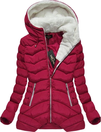 PIKOWANA KURTKA Z KAPTUREM CZERWONA (7674)