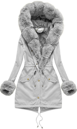 BAWEŁNIANA PARKA Z FUTREM SZARA (K720)