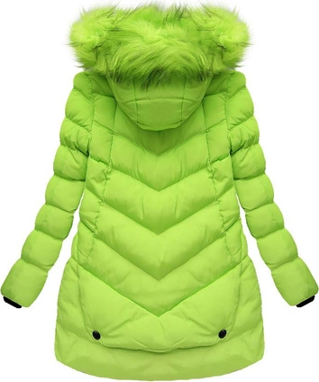 ASYMETRYCZNA KURTKA Z KAPTUREM LIMONKOWA (W818)