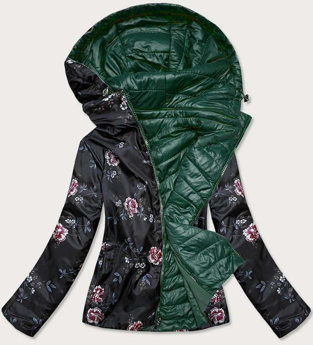 PIKOWANA KURTKA DWUSTRONNA DAMSKA BUTELKOWA ZIELEŃ (RQW-6843)