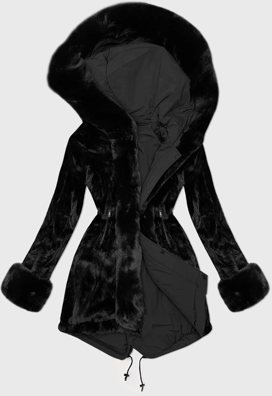 Dwustronna zimowa parka - futro J Style czarna (11Z8085)