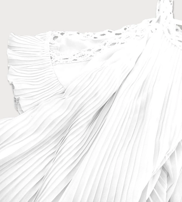 PLISOWANA SUKIENKA Z WYCIĘTYMI RAMIONAMI BIAŁA (342ART)