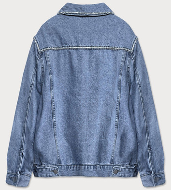 Jeansowa kurtka damska denim cyrkonie niebieska (t2861)