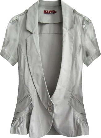 BAWEŁNIANY ŻAKIET Z KRÓTKIM RĘKAWEM SZARY (X1024X)