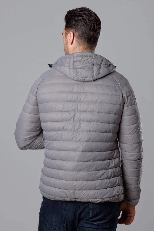 Pikowana kurtka męska z kapturem szara (HM112-3)