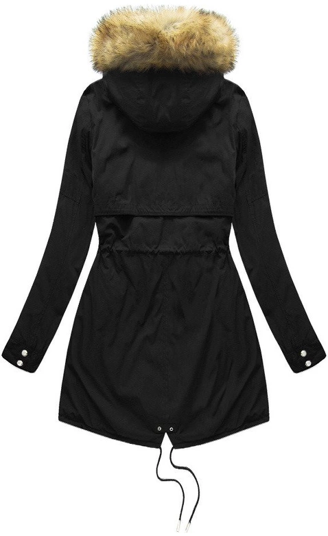 Dwustronna damska kurtka zimowa z kapturem czarno-niebieska (w214big)